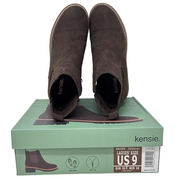 Kensie Brown Suede Women's Ankle Boots US 9 EUR 39 Side Zip Rubber Sole KS242101 - Picture 5 of 6